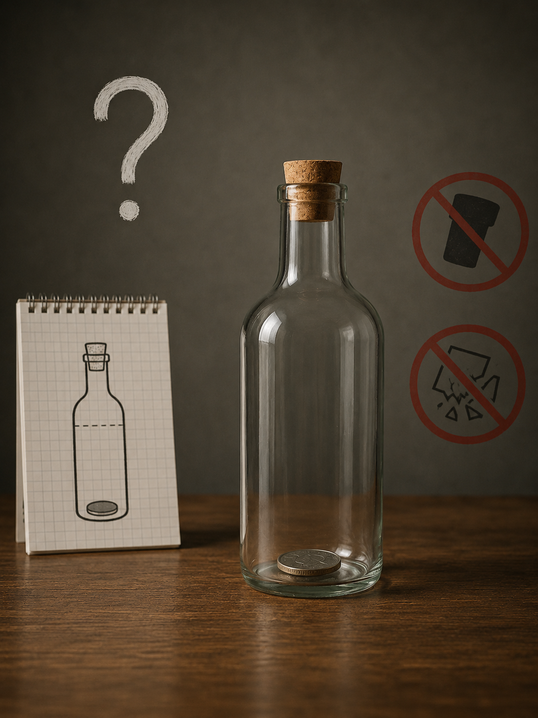 Riddle #1 -The Cork , The Coin , The Bottle Riddle